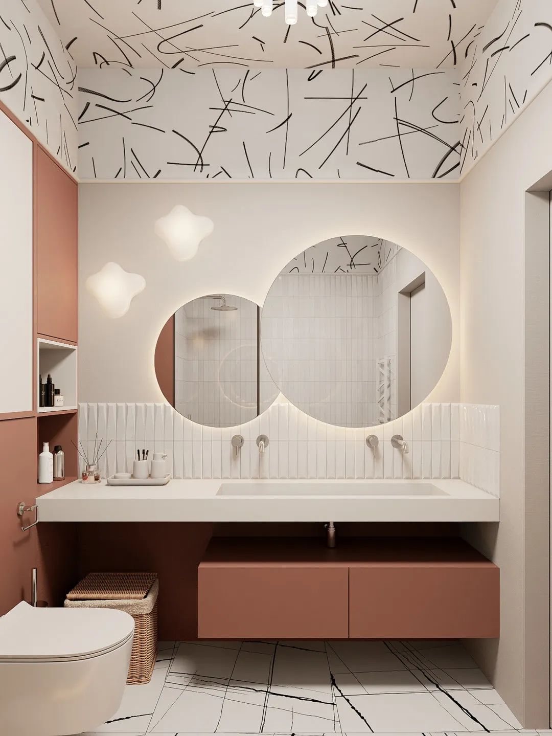 Orange Wall Mount Cabinet with White Quartz Countertops.jpg