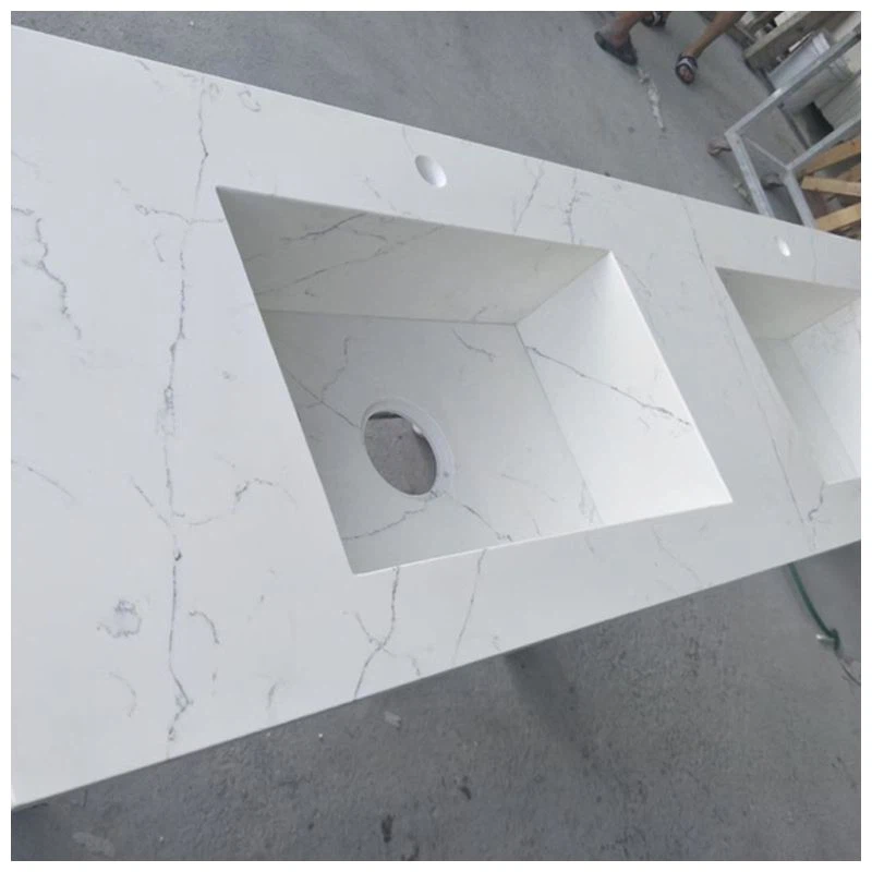 Double Sink Quartz Washroom Countertops