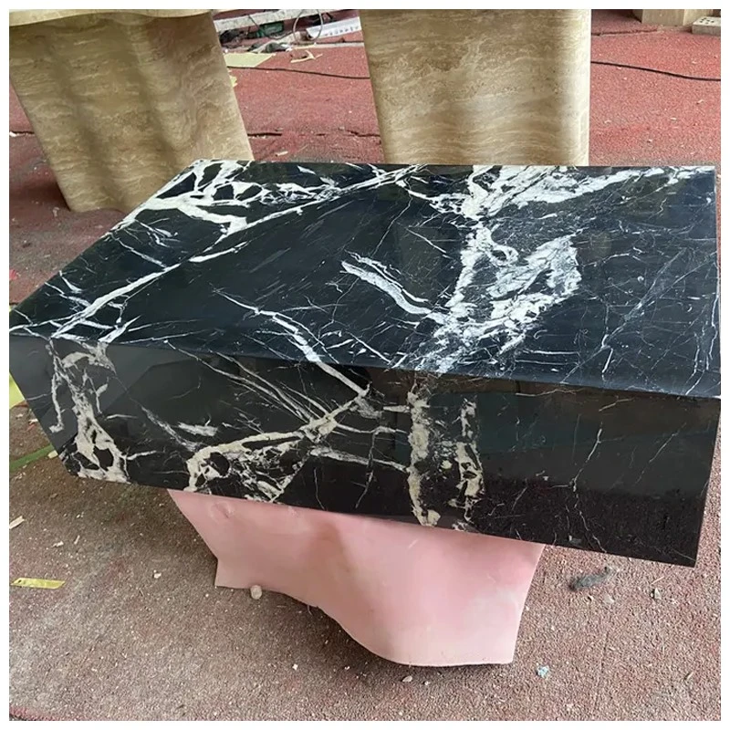 Noir Grand Marble Low Plinth Tables Noir Grand Marble Low Plinth Tables