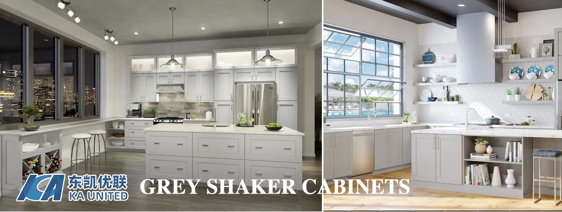 Grey Shaker RTA Kitchen Base Cabinets Designs KA UNITED Grey Shaker RTA Kitchen Base Cabinets Designs KA UNITED