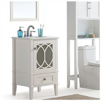 Pia de banheiro branca de 20 polegadas