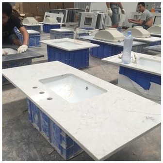 Tampo para banheiro de quartzo branco Carrara