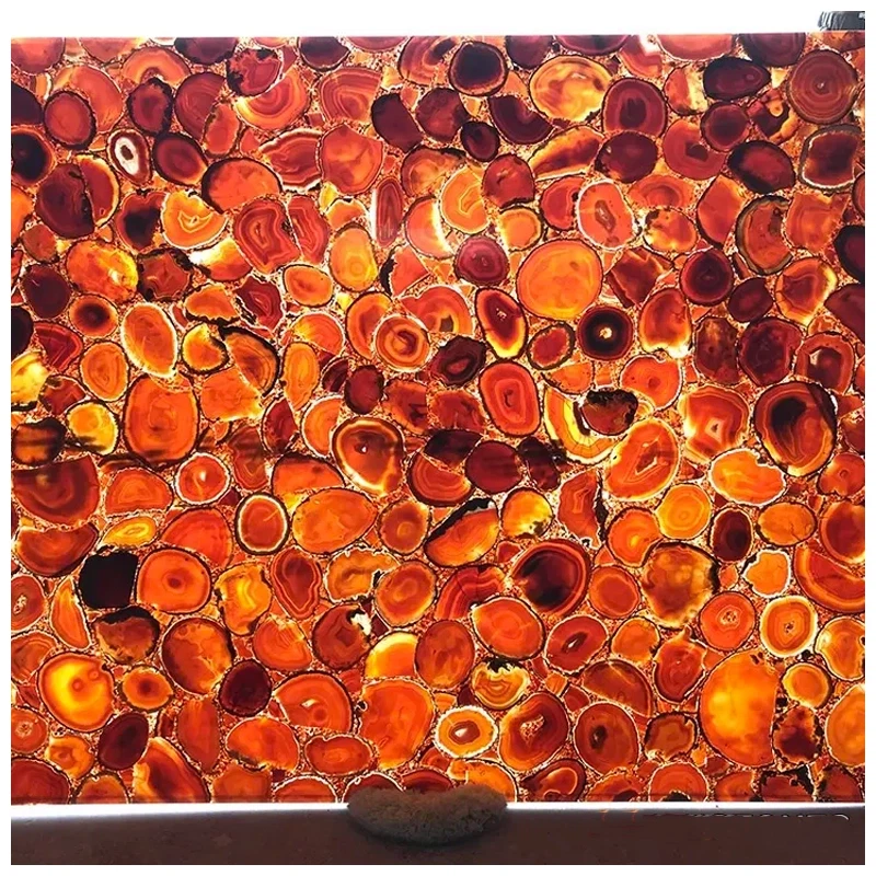 Backlit Red Agate Stone Slab