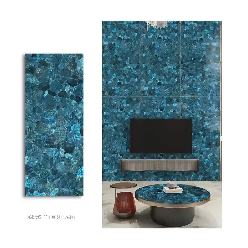 Laje de cristal de apatita azul