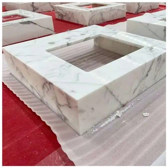 Tampo de toucador de banheiro em mármore Statuario