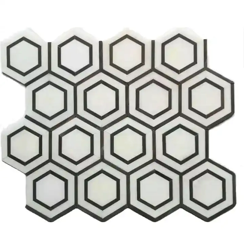 Georama Nero Geometric Marble Mosaic Tile