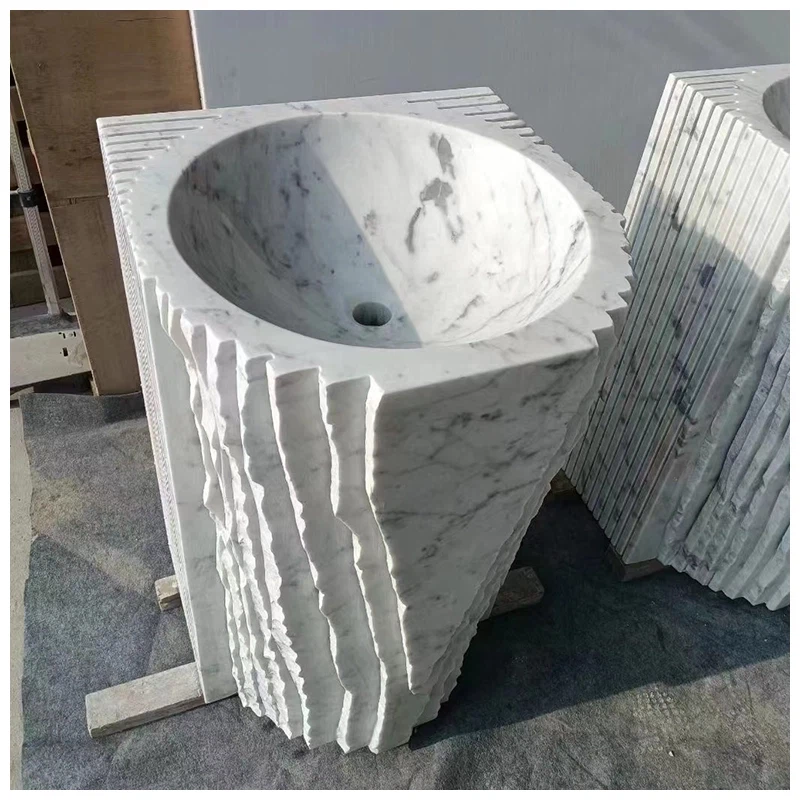 Carrara Whhite Marble Pedestal Sink