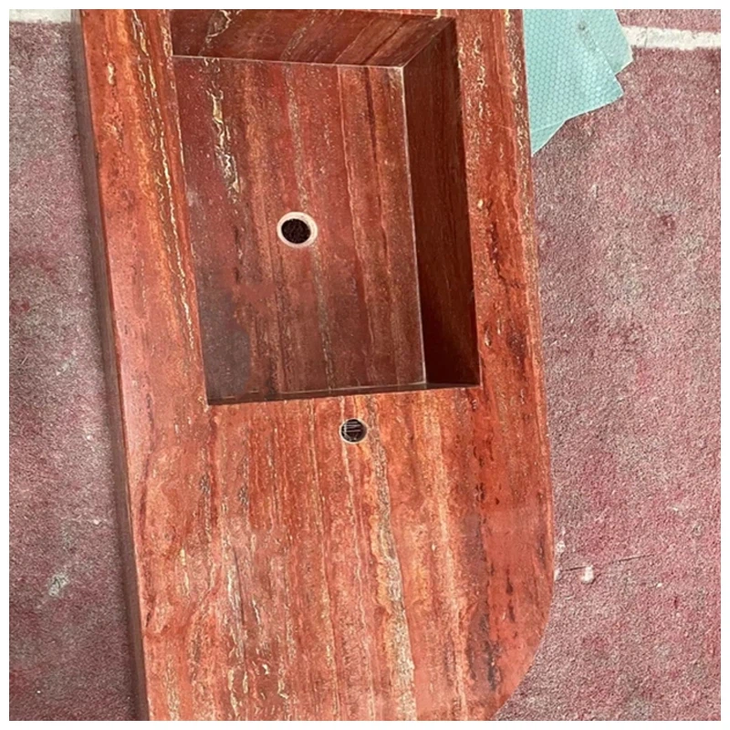 Red Travertine Wall Hanging Vanity Sinks
