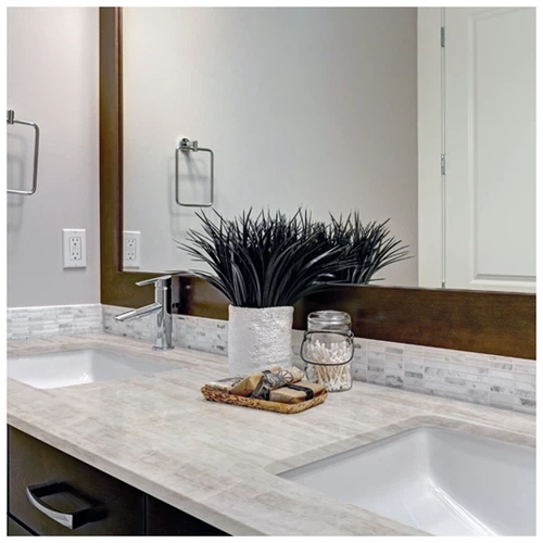 Perla Venata Quartzite Vanity Tops with Double Sinks-KA UNITED Perla Venata Quartzite Vanity Tops with Double Sinks-KA UNITED