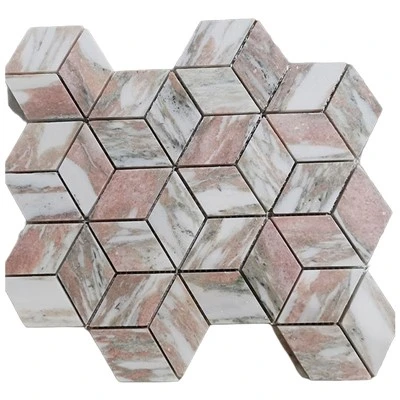 Mosaicos de losango de mármore rosa norueguês