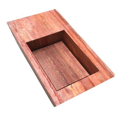 Pia de travertina vermelha pia